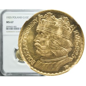 10 gold 1925, Boleslaw the Brave, fresh stamp, phenomenal