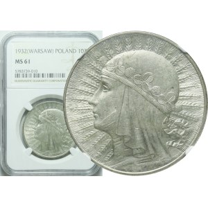 10 złotych 1932, Głowa kobiety, Warszawa, piękne