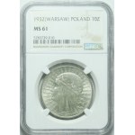 10 złotych 1932, Głowa kobiety, Warszawa, piękne