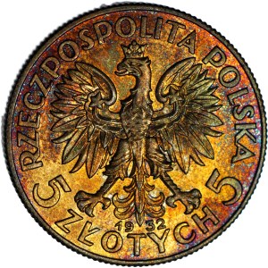 5 gold 1932, Head, London, mint, magnificent