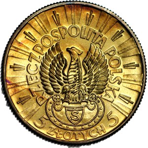 5 gold 1934, Pilsudski, shooting eagle, minted