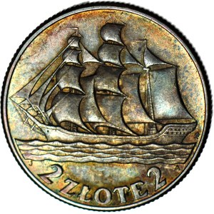 2 Gold 1936, Sailing ship, mint, excellent patina