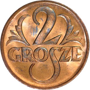 2 grosze 1938, mennicze, wspaniałe, czerwone
