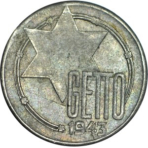 Ghetto, 20 marks 1943, aluminum, most dangerous counterfeit, late 70's, has secured triangle
