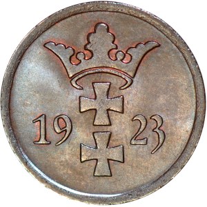 Free City of Danzig, 2 fenigs 1923, mint, magnificent