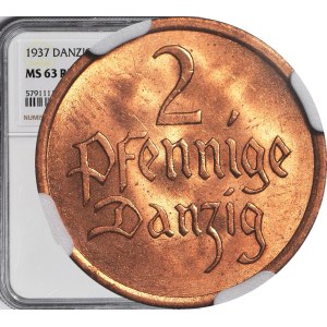 Freie Stadt Danzig, 2 fenigs 1937, postfrisch, Farbe RD