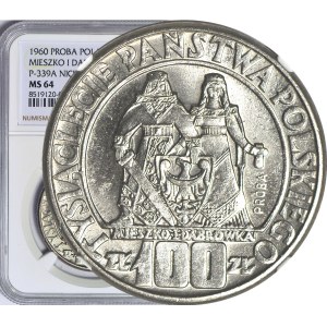 100 zlatých 1960, Mieszko a Dąbrówka, slezská orlice na štítu, SAMPLE, NIKIEL