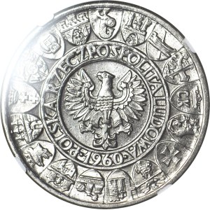 100 zlatých 1960, Mieszko a Dąbrówka, slezská orlice na štítu, SAMPLE, NIKIEL