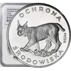 100 Gold 1979, Lynx on grass, SAMPLE NIKIEL, first time on Onebid in PF69!!!!
