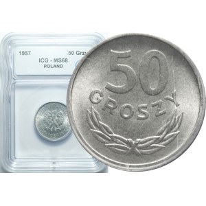50 penny 1957, fenomenale ICG MS68