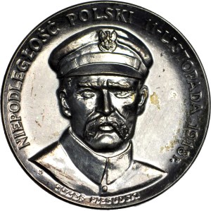 RRR-, Medaile 1985, Jozef Pilsudski, 11. listopadu 1918, stříbrná, BEZ OCCASION, VYROBENA Z 20 ks.