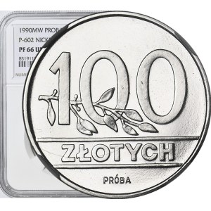 100 zlotých 1990, PRVNÍ PREMIÉRA MONETA III RP Z ORŁEM W KORONIE, PRÓBA, NIKIEL