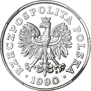 100 zlotých 1990, PRVNÍ PREMIÉRA MONETA III RP Z ORŁEM W KORONIE, PRÓBA, NIKIEL