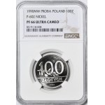 100 zlotých 1990, PRVNÍ PREMIÉRA MONETA III RP Z ORŁEM W KORONIE, PRÓBA, NIKIEL