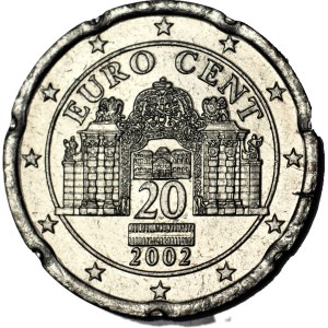 Austria, 20 euro cent 2002 PRÓBA w miedzioniklu