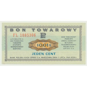 Pewex Bon Towarowy, 1 cent 1969, ser. FL