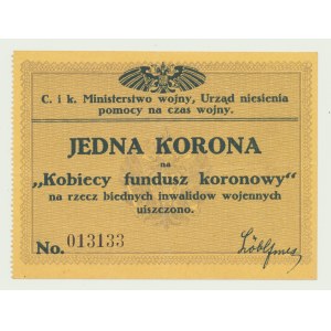Ministry of War, Women's Crown Fund, for the benefit of poor war invalids, 1 crown