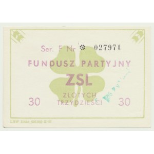30 zloty 1966 United People's Party Fund, large Ser. F numbered