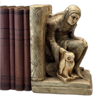 Jester with owl - Ceramic book rest in Art Deco style