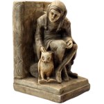 Błazen z sową - Ceramiczna podpórka do książek w stylu Art Deco
