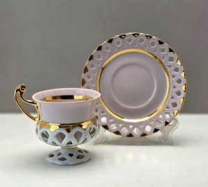 Unique cup - pink and white porcelain - Byzantium - made in the 1960s
