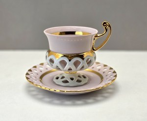 Unique cup - pink and white porcelain - Byzantium - made in the 1960s