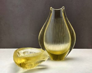 M. Klinger - Decorative glass set in lemon color - Zelezny Brod - Czechoslovakia 1960s.