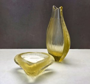 M. Klinger - Decorative glass set in lemon color - Zelezny Brod - Czechoslovakia 1960s.