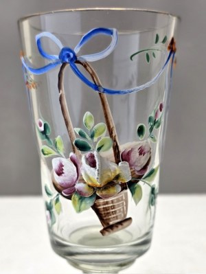 Two old glasses [grog glasses] thick hand-painted crystal glass - Czechoslovakia 1950s