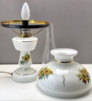 Glass electric cabinet lamp in kerosene style - Czechoslovakia 1970s