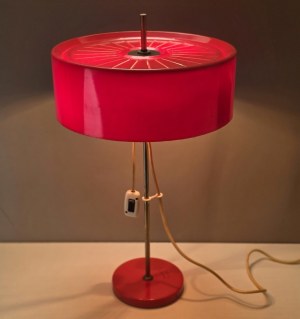 Vintage red table lamp - Czechoslovakia - Kamenicky Senov - 1970s