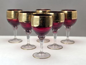 Bohemia - Set of ruby crystal wine glasses - Czechoslovakia 1960s