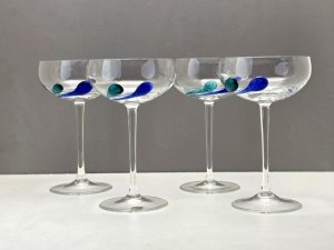 Glass Atelier Morava - set of four champagne glasses - Czechoslovakia 1990s