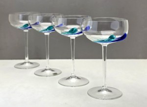 Glass Atelier Morava - set of four champagne glasses - Czechoslovakia 1990s