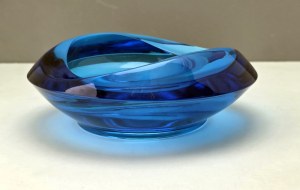 Vintage style glass emerald ashtray - Czechoslovakia 1970s