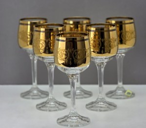 Bohemia - Crystal wine glasses decorated with 14 karat. gold - Czechoslovakia 1970s