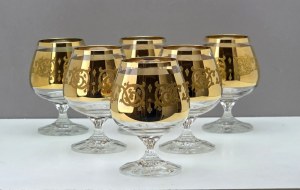 Bohemia - Crystal whisky glasses decorated with 14 karat. gold - Czechoslovakia 1970s