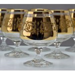 Bohemia - Kryształowe kieliszki do whisky zdobione 14 karat. złotem - Czechosłowacja lata 70-te