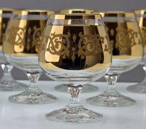 Bohemia - Crystal whisky glasses decorated with 14 karat. gold - Czechoslovakia 1970s