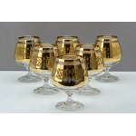 Bohemia - Kryształowe kieliszki do whisky zdobione 14 karat. złotem - Czechosłowacja lata 70-te