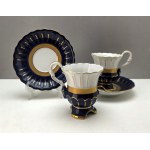 Kobaltowy porcelanowy zestaw do czekolady- Chodov lata 90-te