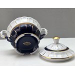 Kobaltowy porcelanowy zestaw do czekolady- Chodov lata 90-te