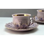 Para filiżanek - różowa porcelana - niezapominajki - Czechosłowacja lata 90-te
