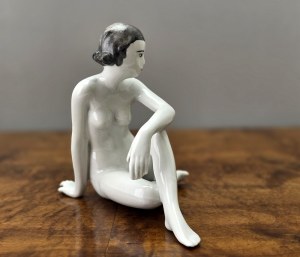 Ćmielów -porcelain figurine - Woman pensive - 1960s
