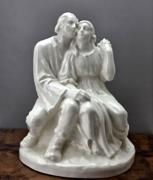 Ceramic figurine '' Lovers'' proj. J. Kalvoda - Bechyne 1960s