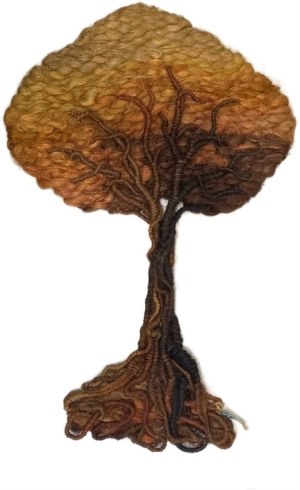 Wall decoration - Macramé - Oak with coconut fiber - Cepelia 1990s.
