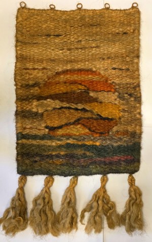 Large kilim / coconut fiber macramé ''Sunset'' 1990s