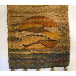 Duży kilim / makrama z włókna kokosowego ''Zachód słońca'' lata 90-te