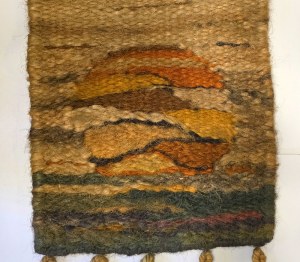 Large kilim / coconut fiber macramé ''Sunset'' 1990s