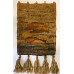 Duży kilim / makrama z włókna kokosowego ''Zachód słońca'' lata 90-te